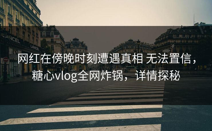 网红在傍晚时刻遭遇真相 无法置信,糖心vlog全网炸锅,详情探秘 网红在傍晚时刻遭遇真相 无法置信,糖心vlog全网炸锅,详情探秘